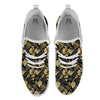 Tropical Gold And Black Print Pattern White Athletic Shoes-grizzshop