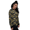 Tropical Gold And Black Print Pattern Women's Bomber Jacket-grizzshop