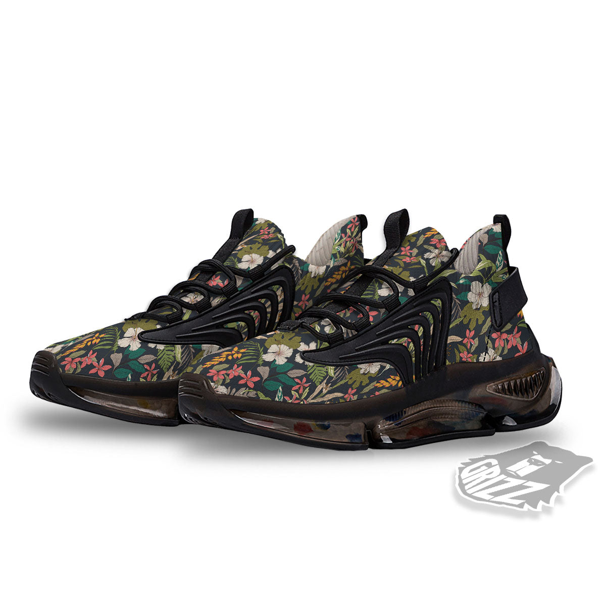 Tropical Hawaiian Aloha Print Pattern Black Gym Shoes-grizzshop