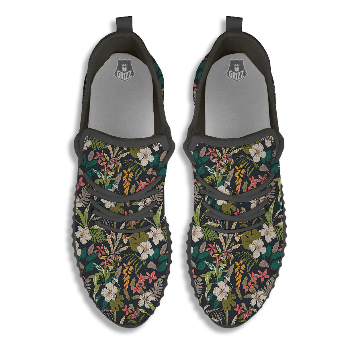 Tropical Hawaiian Aloha Print Pattern Black Walking Shoes-grizzshop