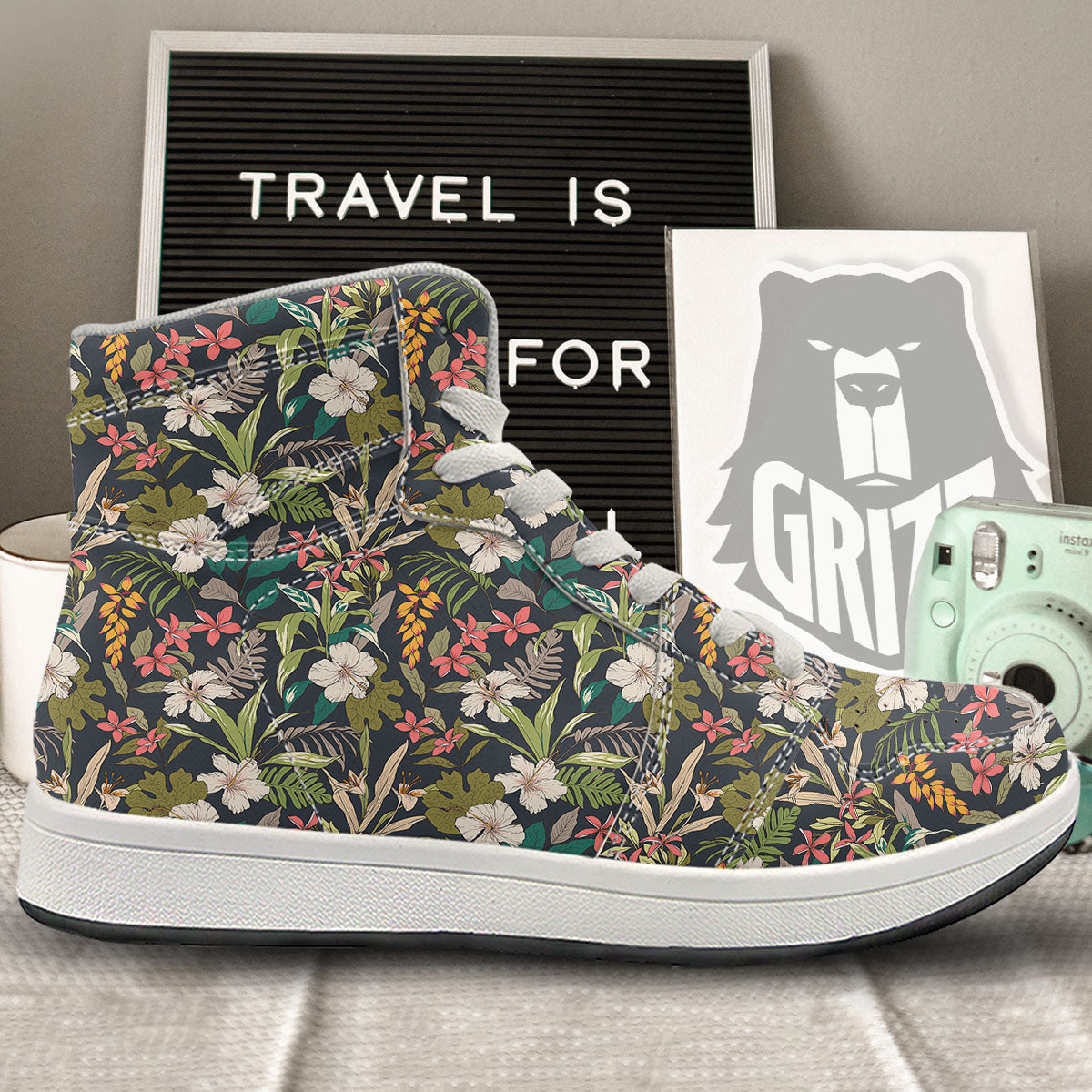 Tropical Hawaiian Aloha Print Pattern High Top Sneakers-grizzshop