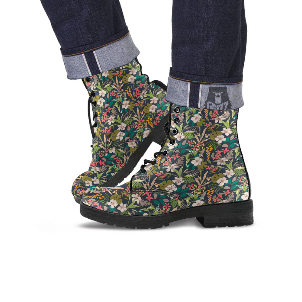 Tropical Hawaiian Aloha Print Pattern Leather Boots-grizzshop