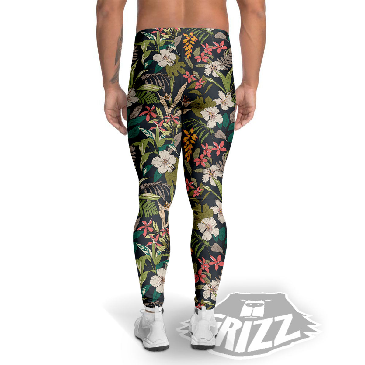 Tropical Hawaiian Aloha Print Pattern Men's Leggings-grizzshop