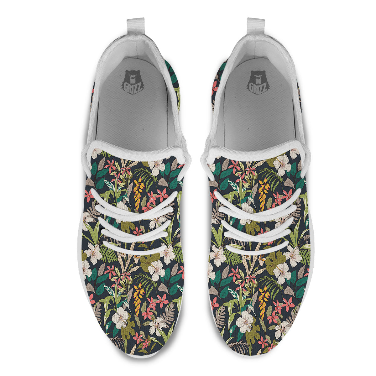 Tropical Hawaiian Aloha Print Pattern White Athletic Shoes-grizzshop