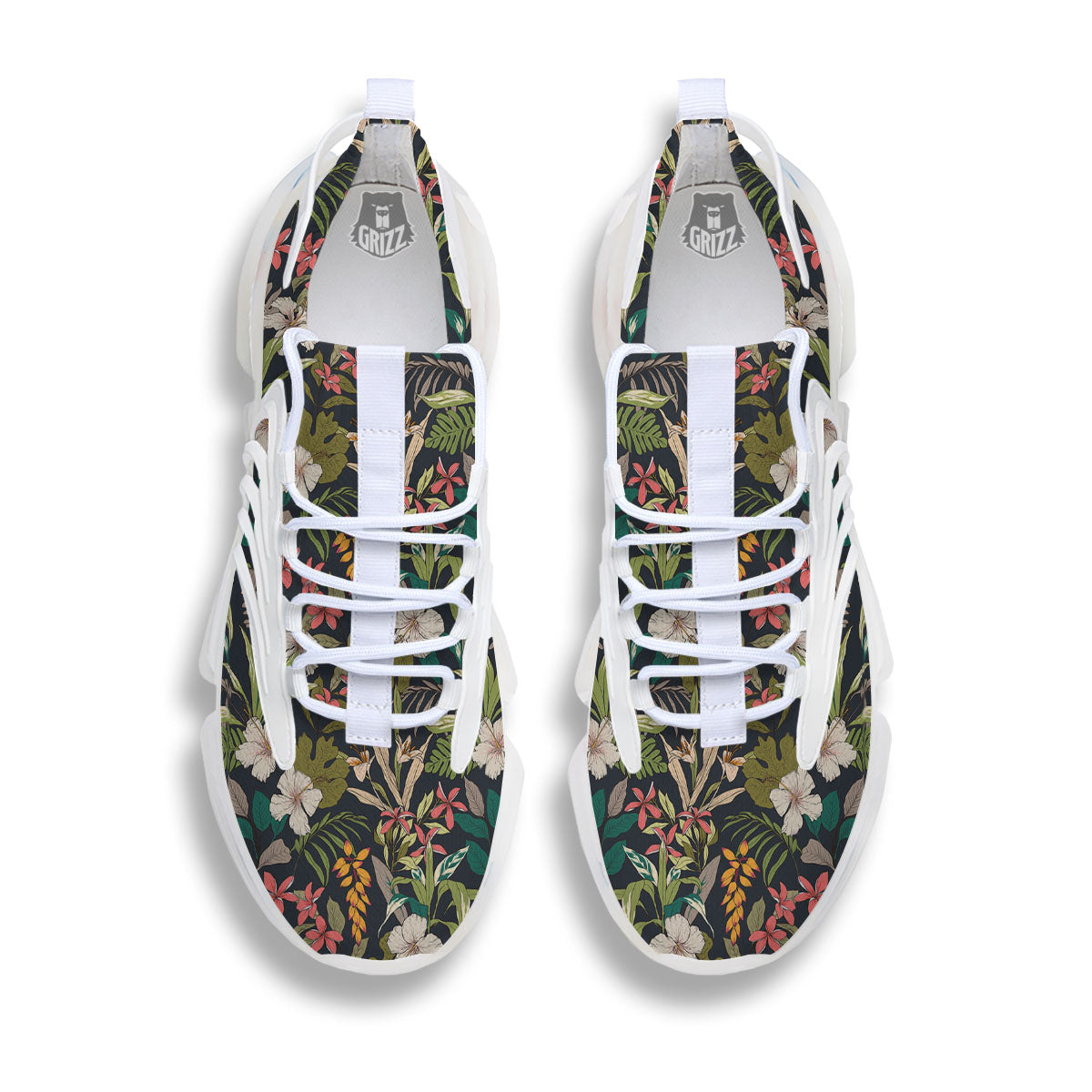 Tropical Hawaiian Aloha Print Pattern White Gym Shoes-grizzshop