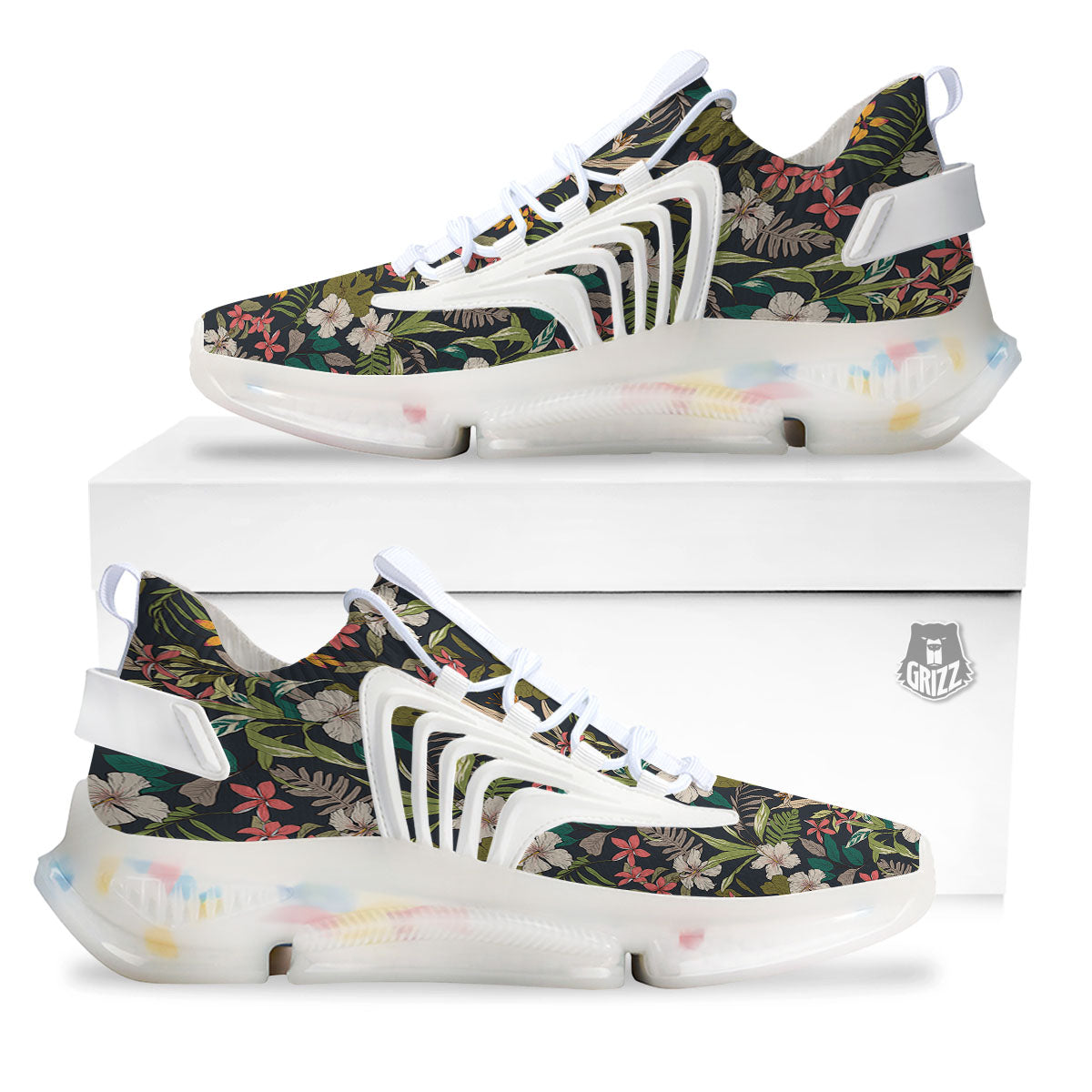 Tropical Hawaiian Aloha Print Pattern White Gym Shoes-grizzshop