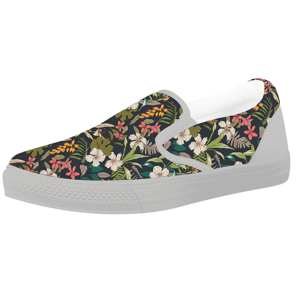 Tropical Hawaiian Aloha Print Pattern White Slip On Shoes-grizzshop