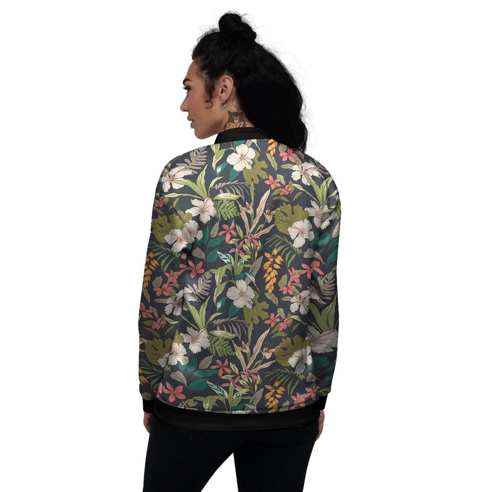 Tropical Hawaiian Aloha Print Pattern Women's Bomber Jacket-grizzshop