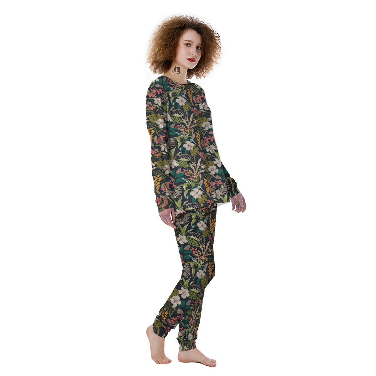 Tropical Hawaiian Aloha Print Pattern Women's Pajamas-grizzshop