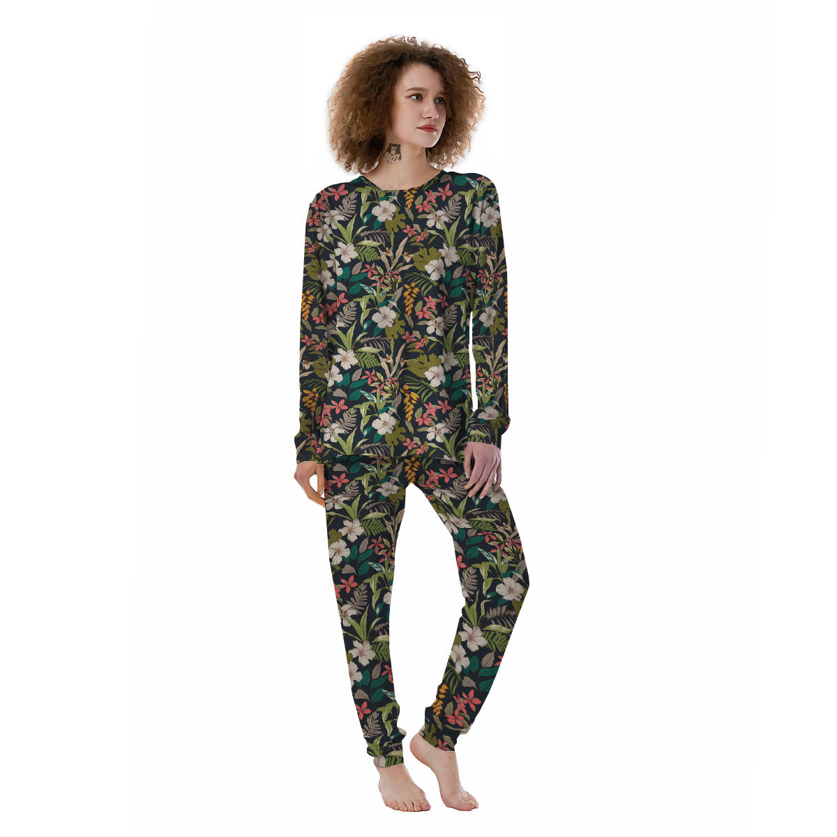 Tropical Hawaiian Aloha Print Pattern Women's Pajamas-grizzshop