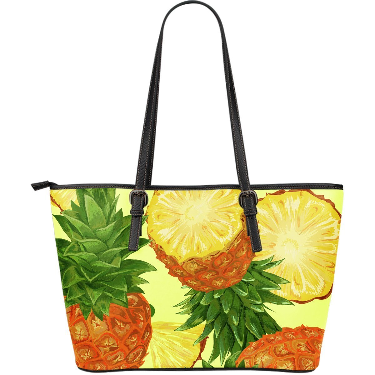 Tropical Hawaiian Big Pineapple Purse Print Leather Tote Bag-grizzshop