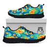 Tropical Hawaiian Blue Orange Print Pattern Black Sneaker-grizzshop