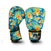 Tropical Hawaiian Blue Orange Print Pattern Boxing Gloves-grizzshop