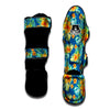 Tropical Hawaiian Blue Orange Print Pattern Muay Thai Shin Guards-grizzshop