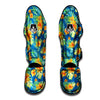 Tropical Hawaiian Blue Orange Print Pattern Muay Thai Shin Guards-grizzshop