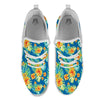 Tropical Hawaiian Blue Orange Print Pattern White Athletic Shoes-grizzshop