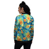 Tropical Hawaiian Blue Orange Print Pattern Women's Bomber Jacket-grizzshop