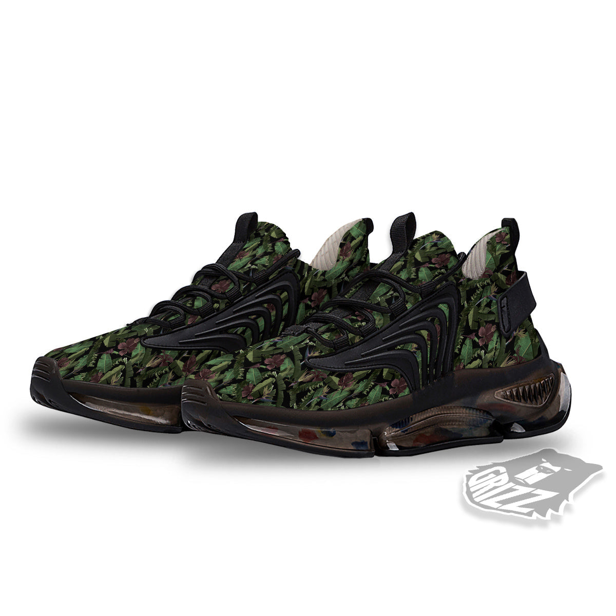 Tropical Hawaiian Dark Print Pattern Black Gym Shoes-grizzshop