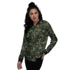 Tropical Hawaiian Dark Print Pattern Women's Bomber Jacket-grizzshop