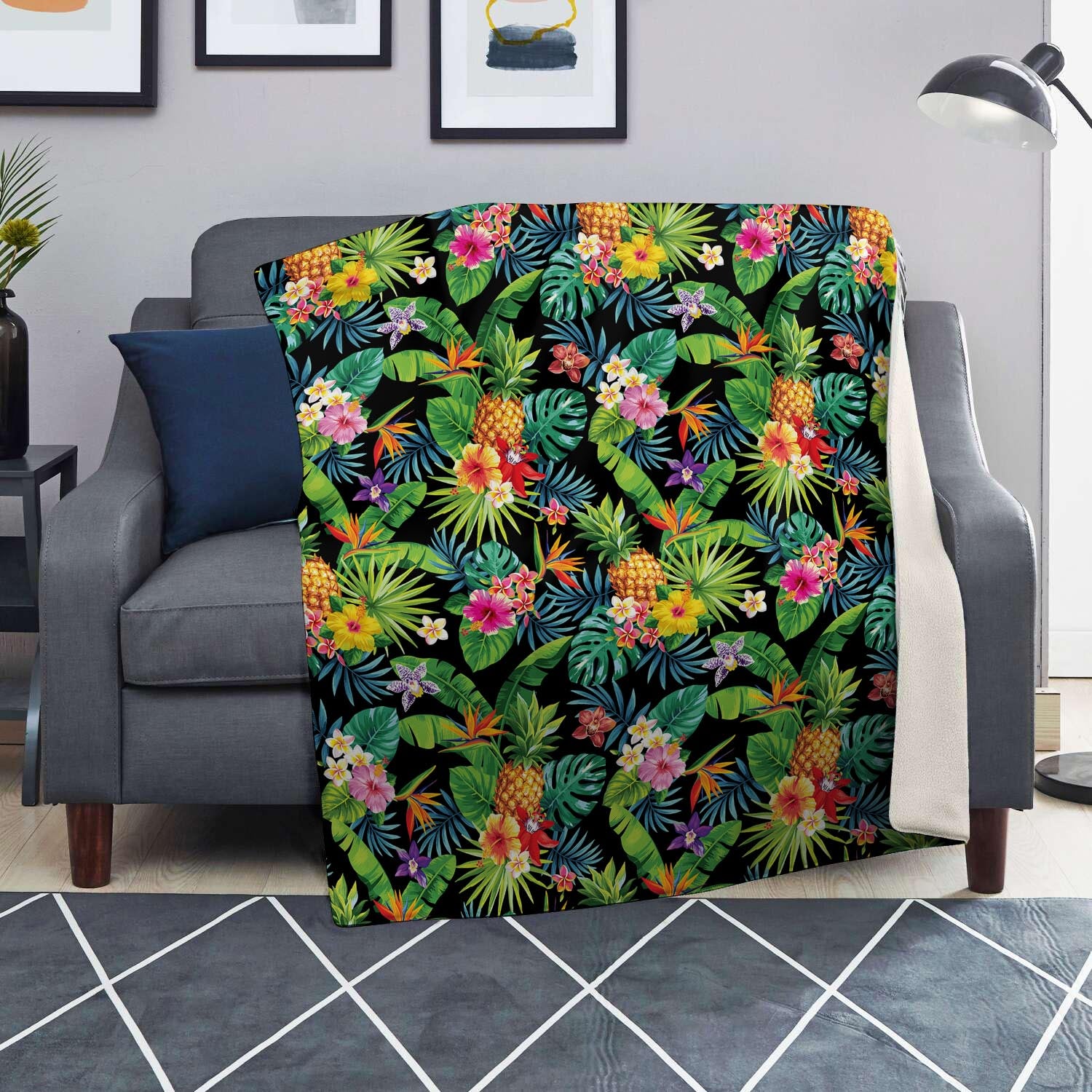 Tropical Hawaiian Floral Print Blanket-grizzshop