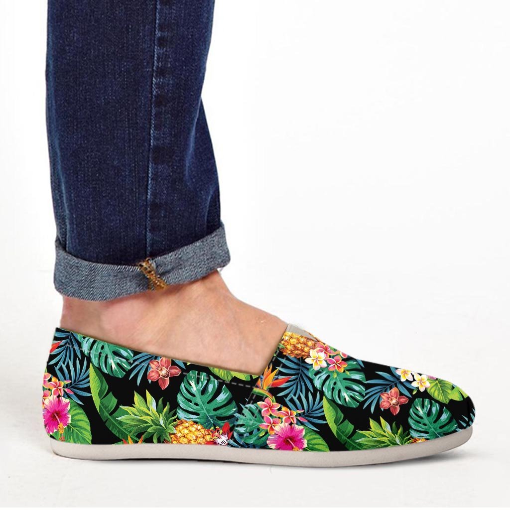 Tropical Hawaiian Floral Print Canvas Shoes-grizzshop