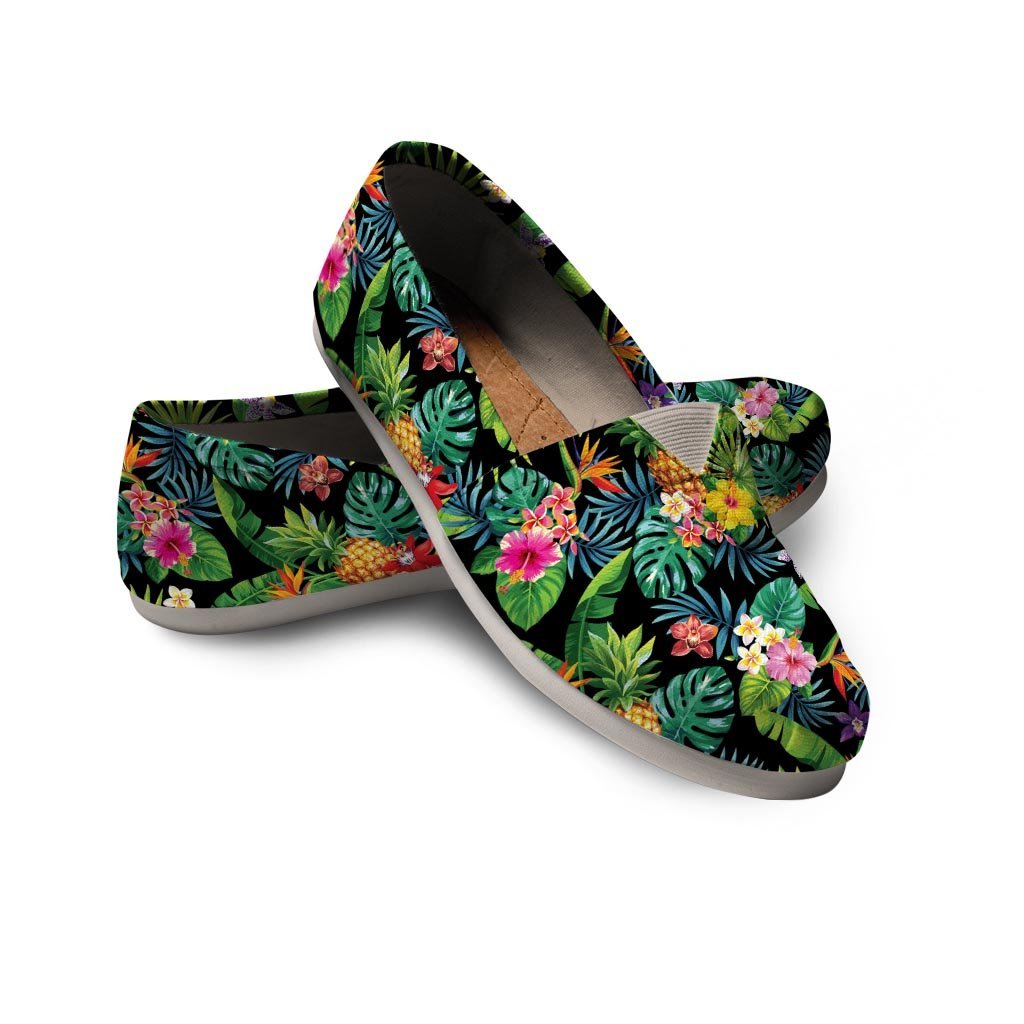 Tropical Hawaiian Floral Print Canvas Shoes-grizzshop