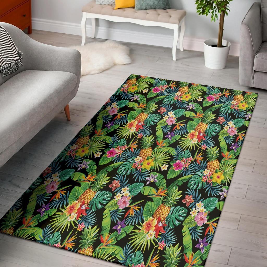 Tropical Hawaiian Floral Print Floor Mat-grizzshop