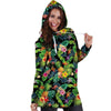 Tropical Hawaiian Floral Print Hoodie Dress-grizzshop