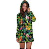 Tropical Hawaiian Floral Print Hoodie Dress-grizzshop