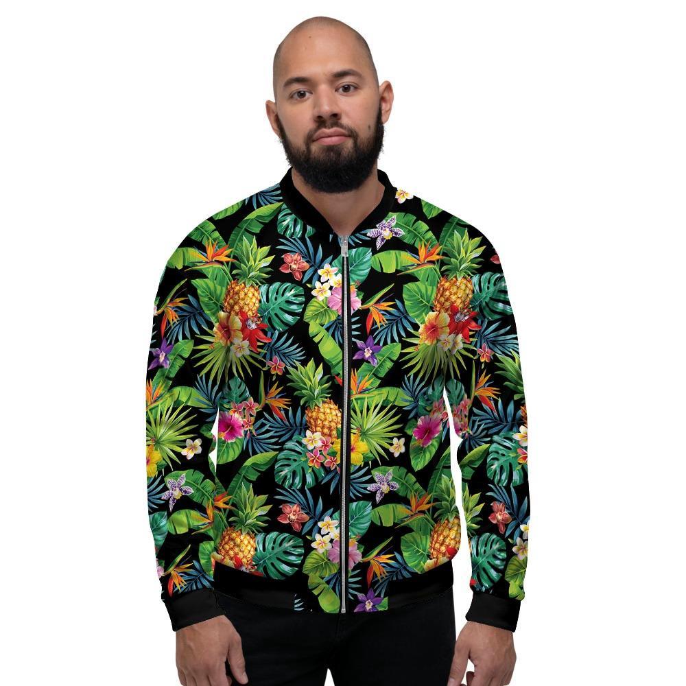 Tropical Hawaiian Floral Print Men's Bomber Jacket-grizzshop