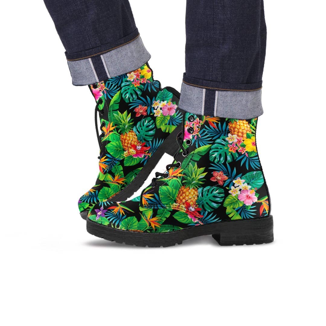 Tropical Hawaiian Floral Print Men's Boots-grizzshop