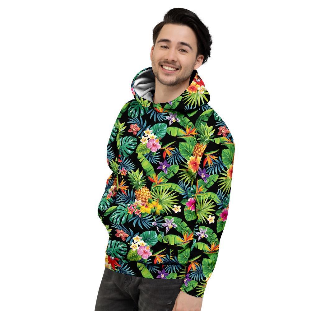 Tropical Hawaiian Floral Print Men's Hoodie-grizzshop