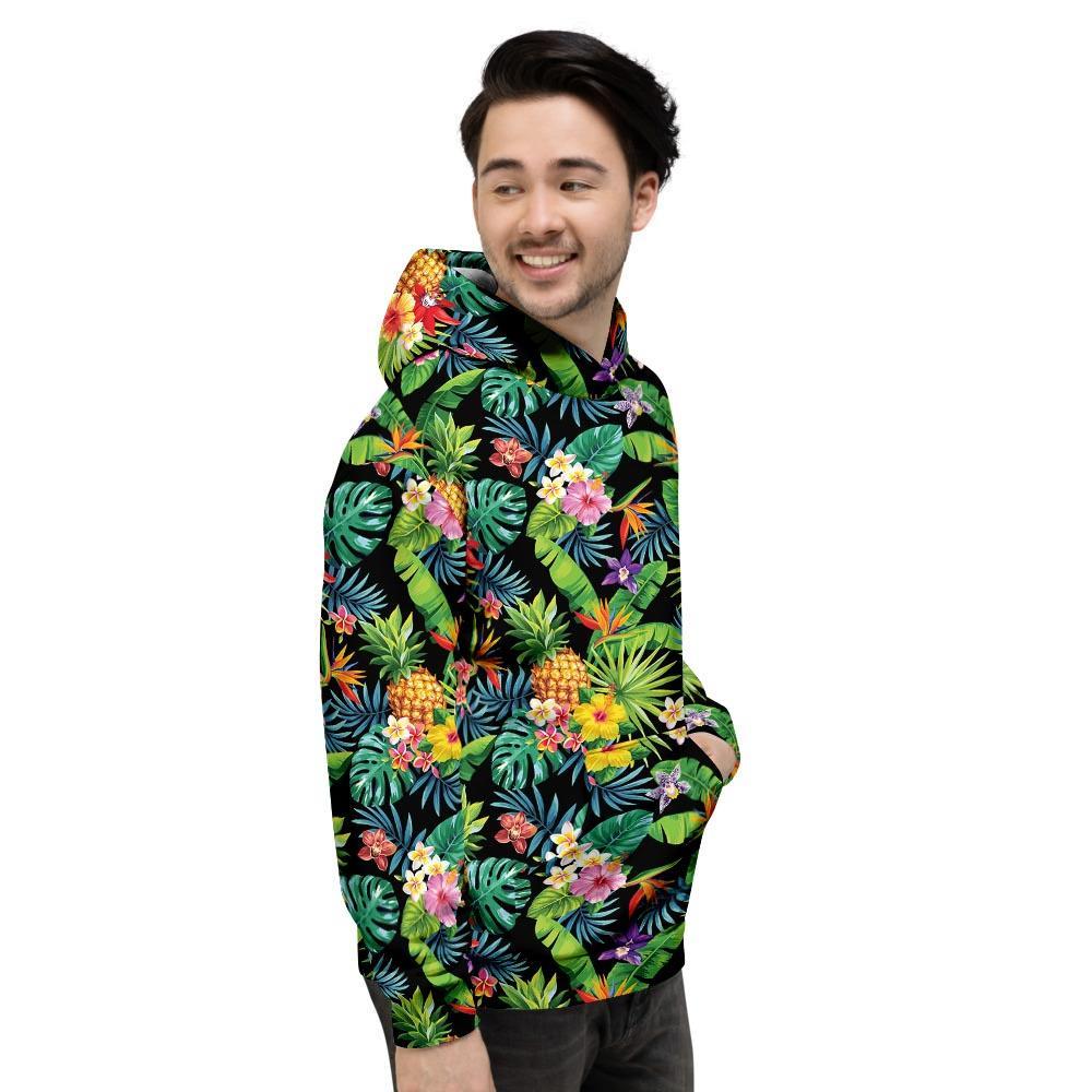 Tropical Hawaiian Floral Print Men's Hoodie-grizzshop