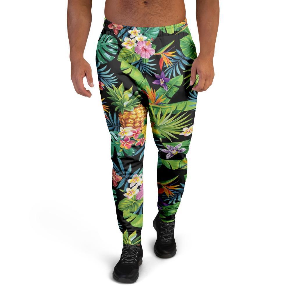 Tropical Hawaiian Floral Print Men's Joggers-grizzshop