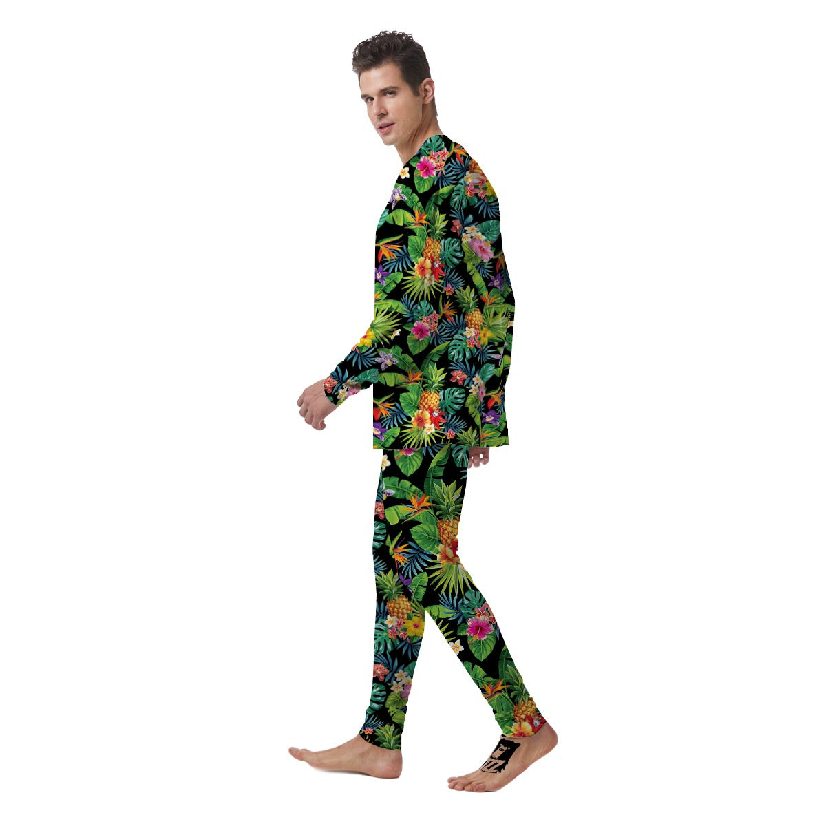 Tropical Hawaiian Floral Print Men's Pajamas-grizzshop