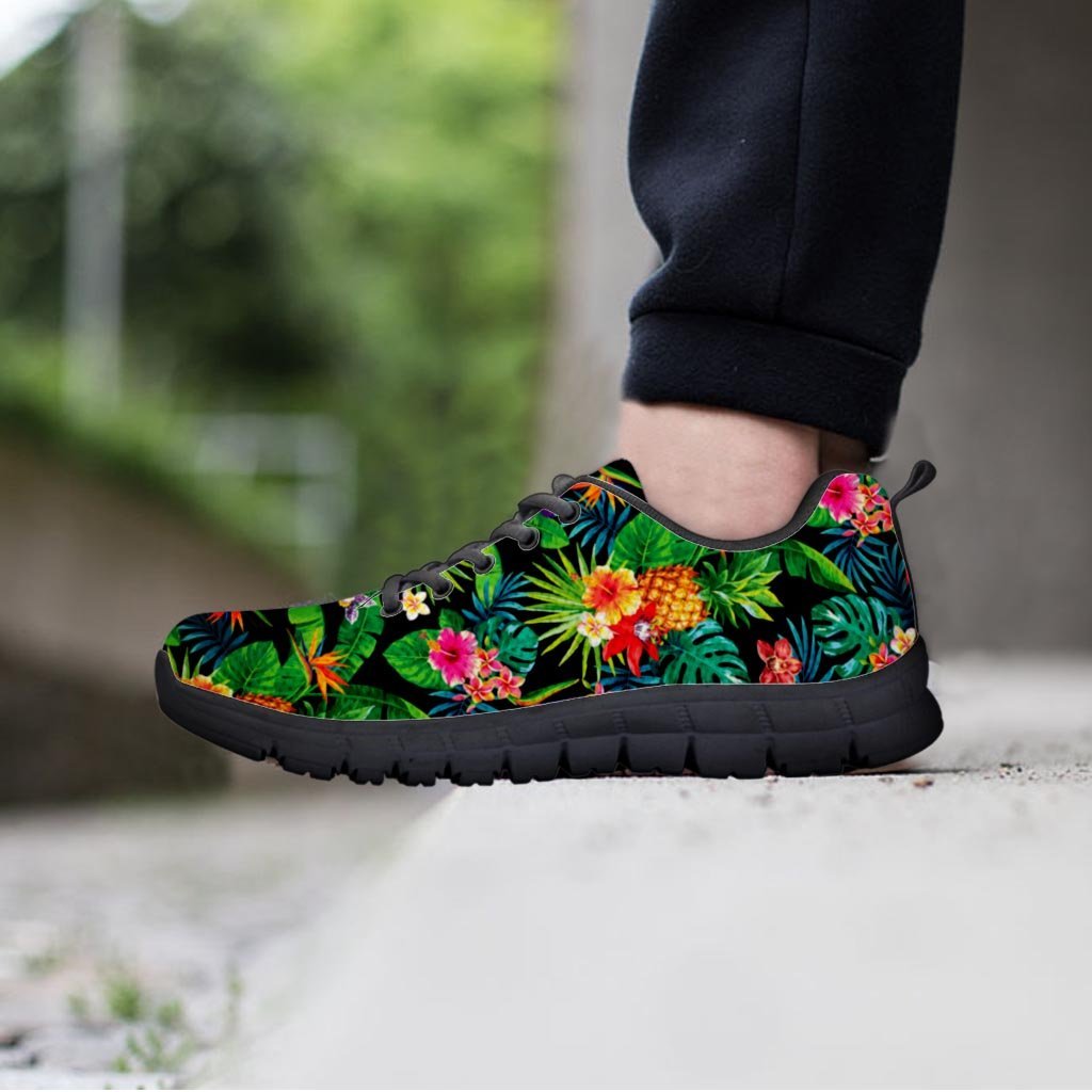 Tropical Hawaiian Floral Print Men's Sneakers-grizzshop