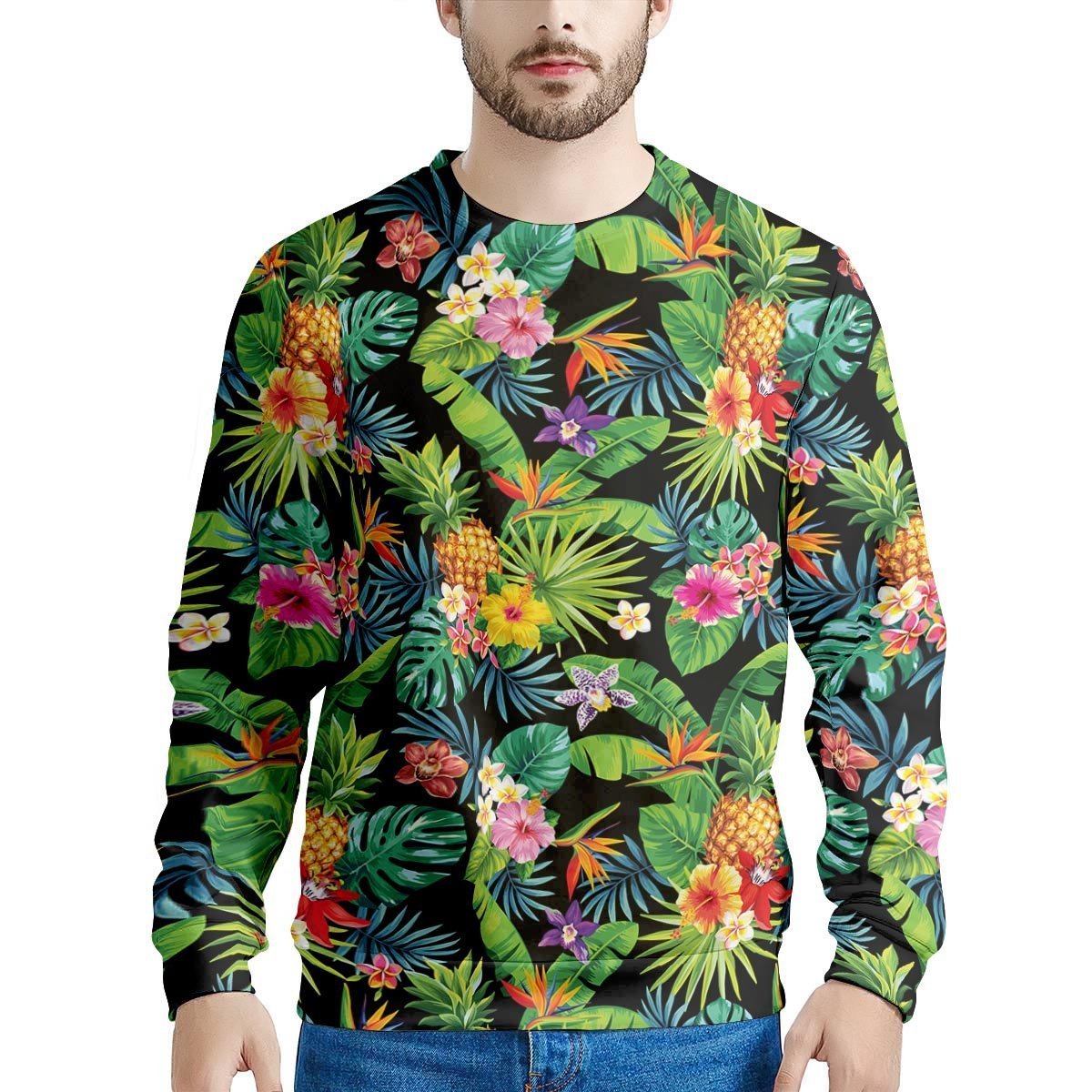 Tropical Hawaiian Floral Print Men's Sweatshirt-grizzshop