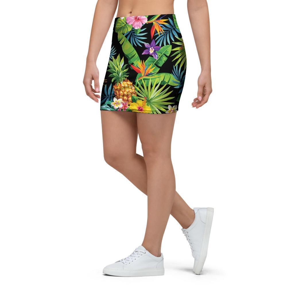 Tropical Hawaiian Floral Print Mini Skirt-grizzshop