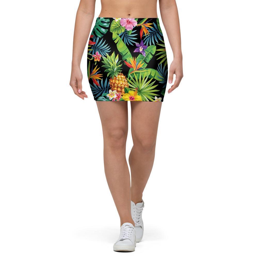 Tropical Hawaiian Floral Print Mini Skirt-grizzshop