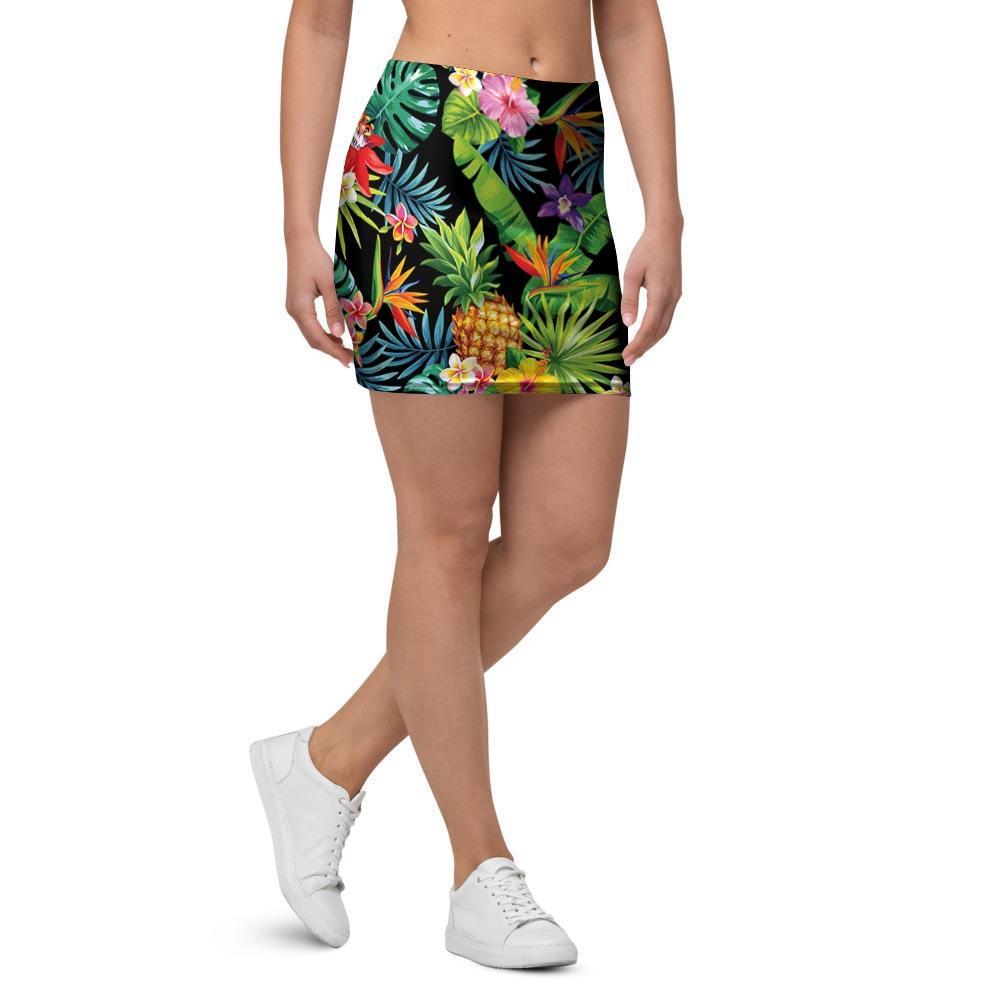 Tropical Hawaiian Floral Print Mini Skirt-grizzshop