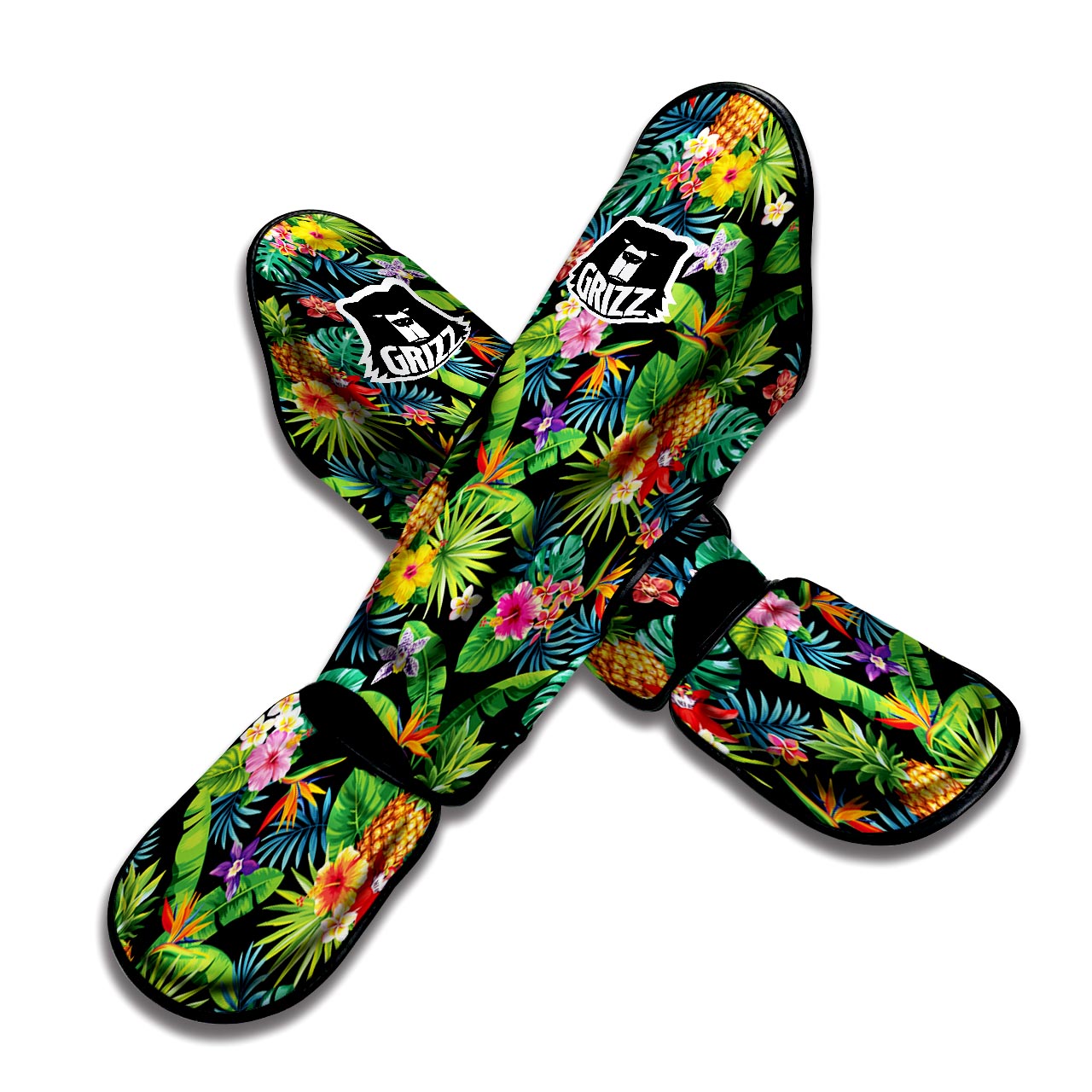 Tropical Hawaiian Floral Print Muay Thai Shin Guard-grizzshop