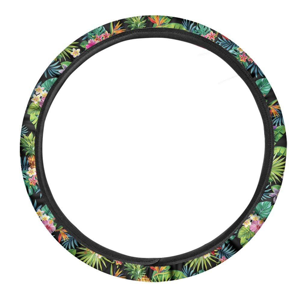 Tropical Hawaiian Floral Print Steering Wheel Cover-grizzshop