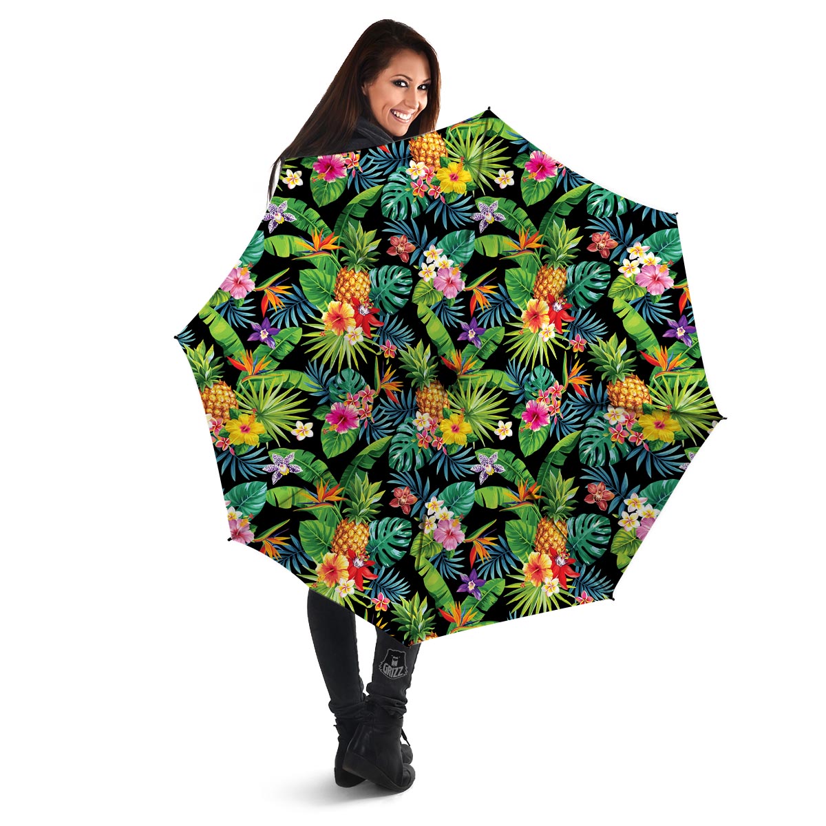 Tropical Hawaiian Floral Print Umbrella-grizzshop