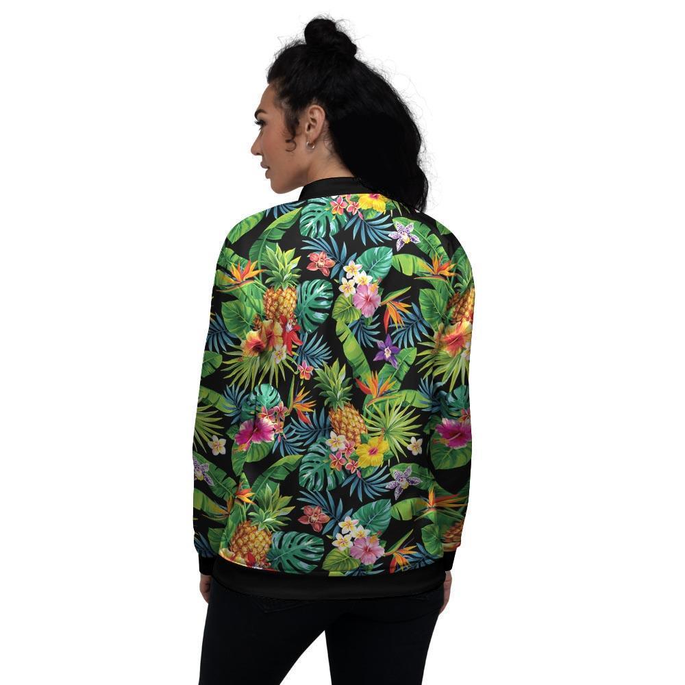 Tropical Hawaiian Floral Print Women's Bomber Jacket-grizzshop