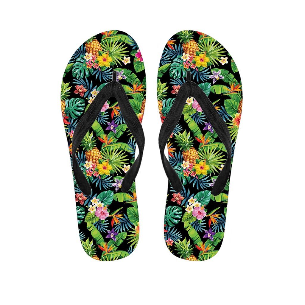 Tropical Hawaiian Floral Print Women's Flip Flops-grizzshop