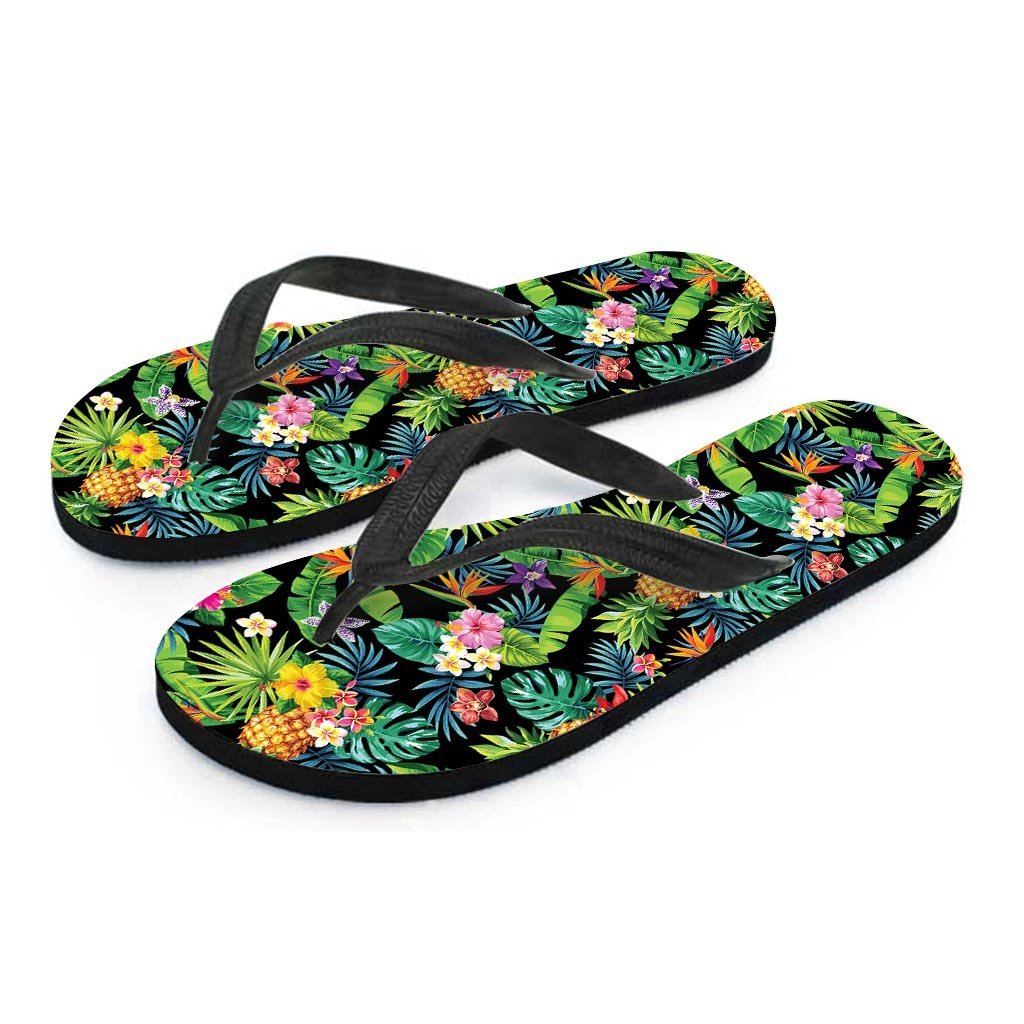 Tropical Hawaiian Floral Print Women's Flip Flops-grizzshop