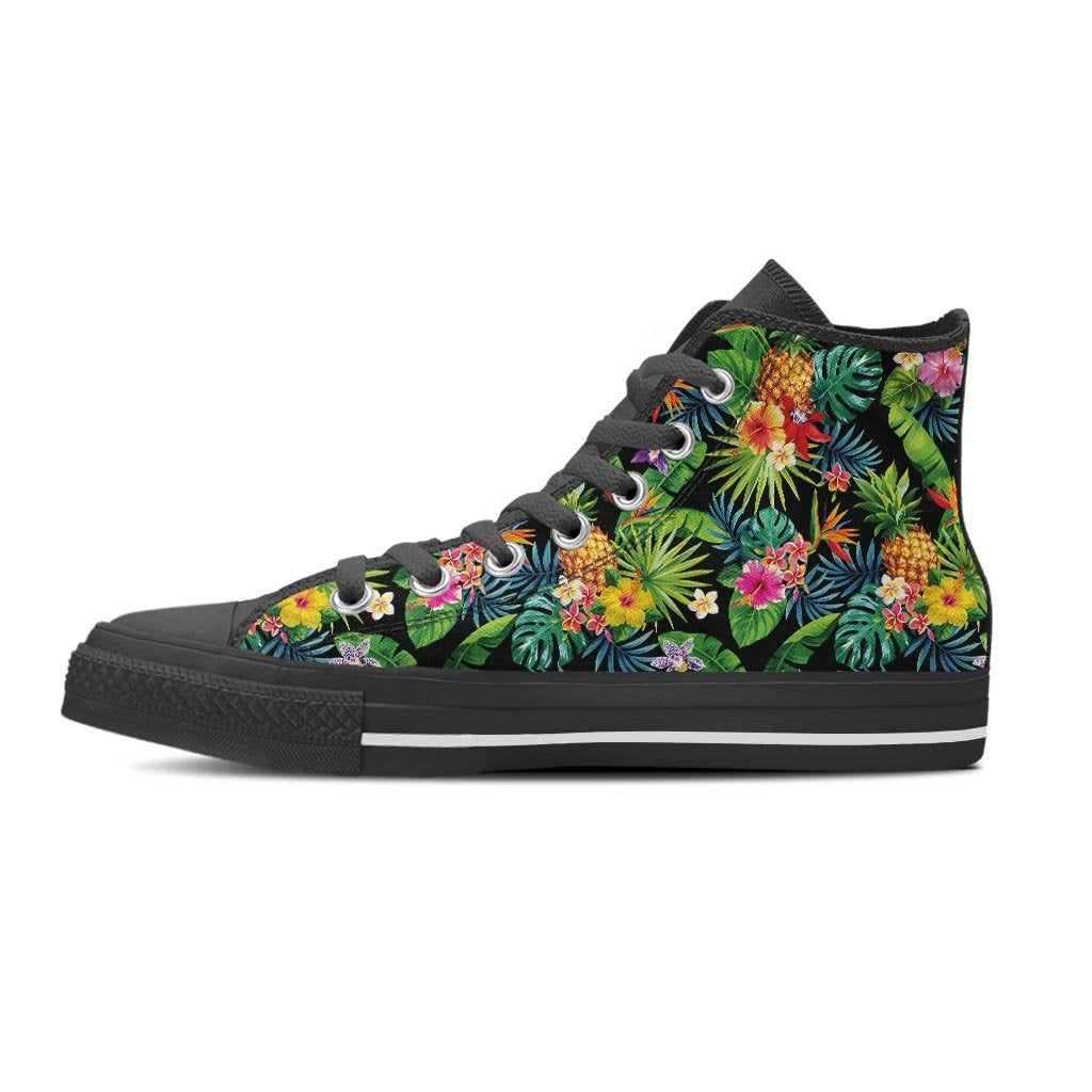 Tropical Hawaiian Floral Print Women's High Top Shoes-grizzshop