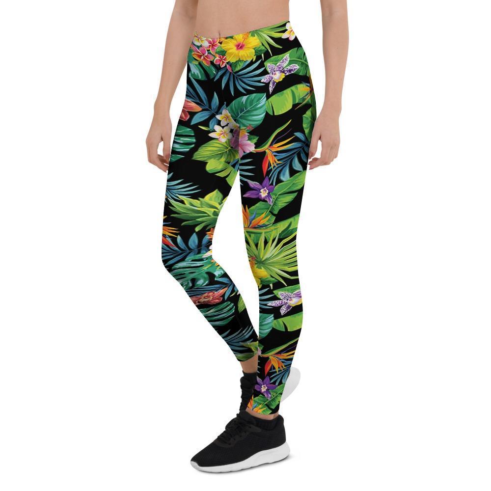 Tropical Hawaiian Floral Print Women's Leggings-grizzshop