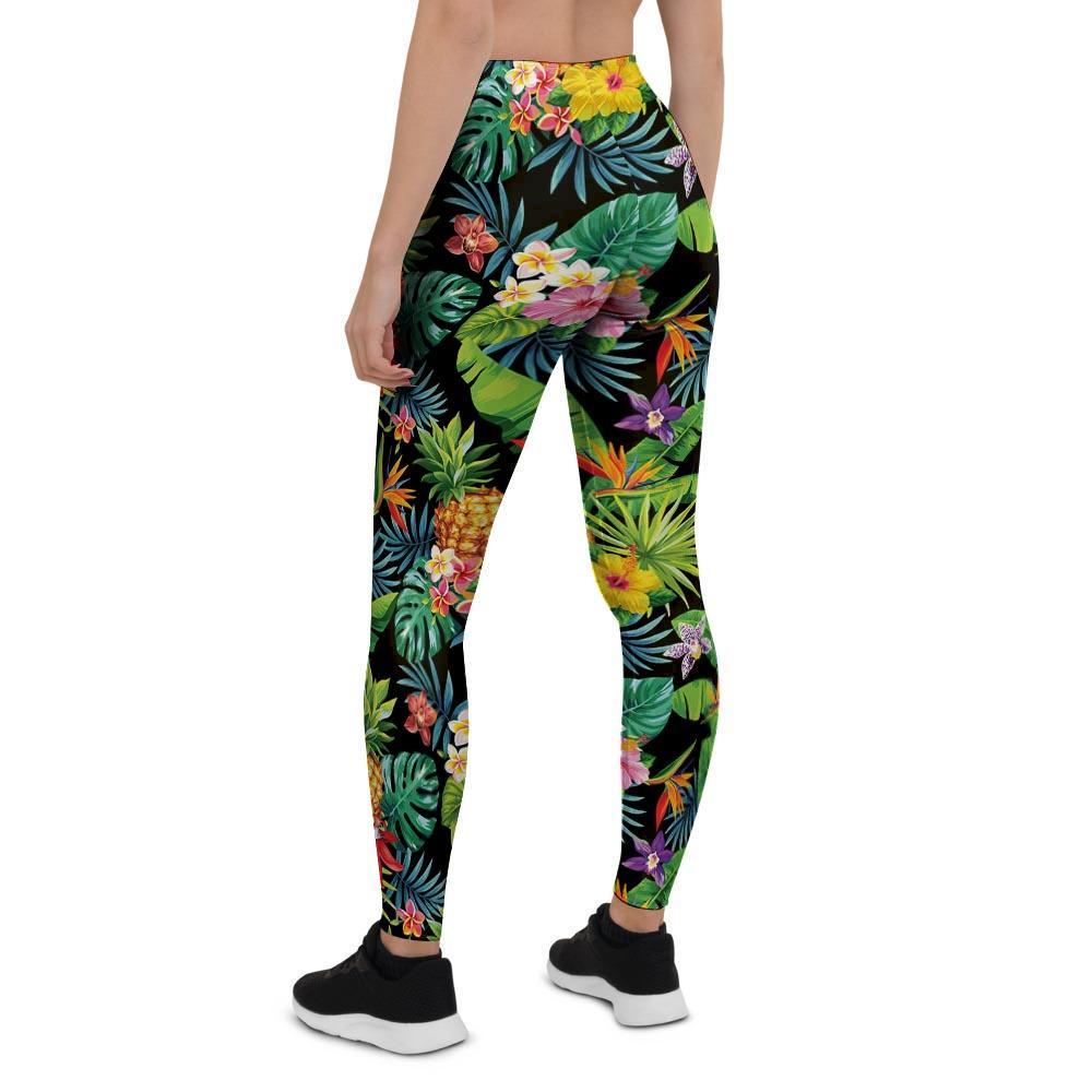 Tropical Hawaiian Floral Print Women's Leggings-grizzshop