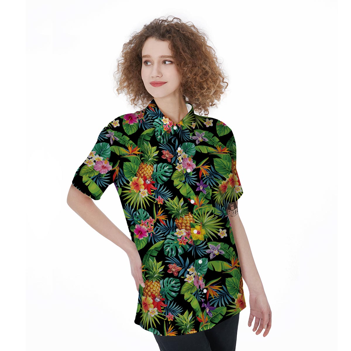 Tropical Hawaiian Floral Print Women's Short Sleeve Shirts-grizzshop